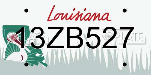 13ZB527 Louisiana License Plate