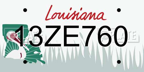 13ZE760 Louisiana License Plate