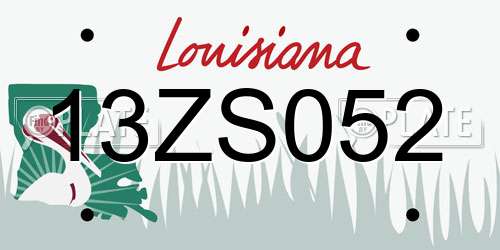 13ZS052 Louisiana License Plate