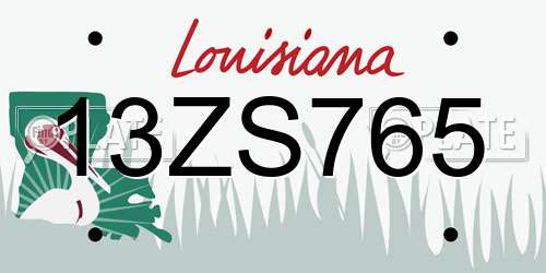 13ZS765 Louisiana License Plate