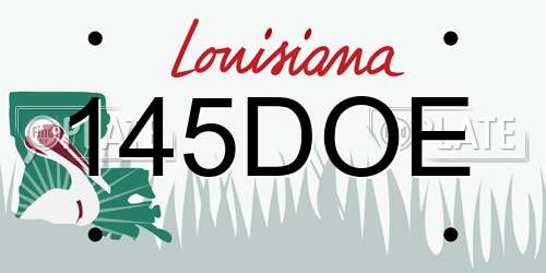 145DOE Louisiana License Plate