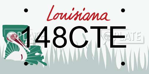 148CTE Louisiana License Plate