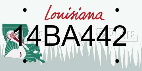 14BA442 Louisiana License Plate