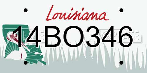 14BO346 Louisiana License Plate