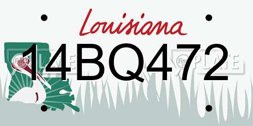 14BQ472 Louisiana License Plate