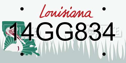 14GG834 Louisiana License Plate