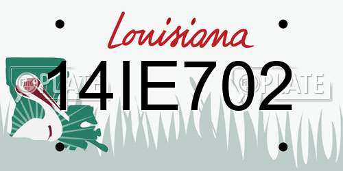 14IE702 Louisiana License Plate