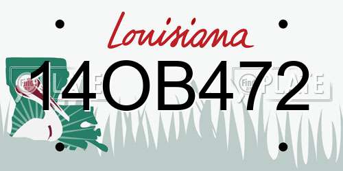14OB472 Louisiana License Plate