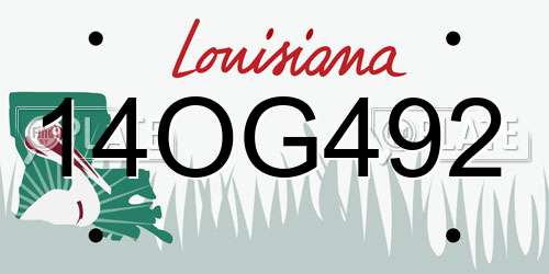 14OG492 Louisiana License Plate