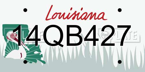 14QB427 Louisiana License Plate