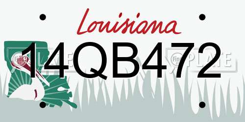 14QB472 Louisiana License Plate