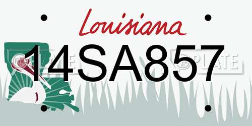 14SA857 Louisiana License Plate