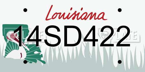 14SD422 Louisiana License Plate