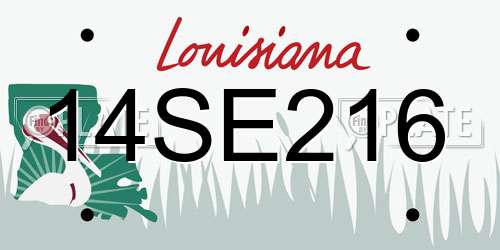 14SE216 Louisiana License Plate
