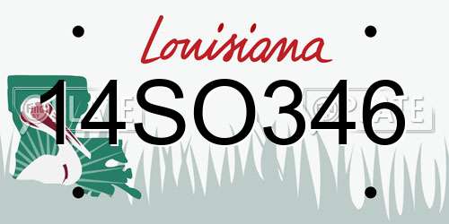 14SO346 Louisiana License Plate