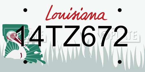 14TZ672 Louisiana License Plate