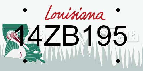 14ZB195 Louisiana License Plate