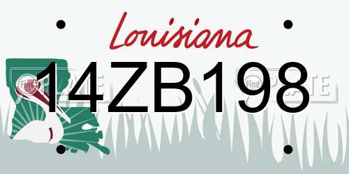 14ZB198 Louisiana License Plate