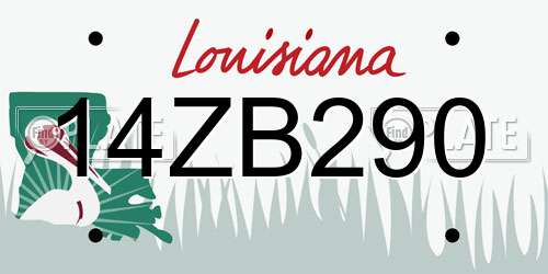 14ZB290 Louisiana License Plate