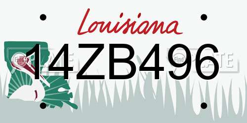 14ZB496 Louisiana License Plate