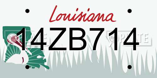 14ZB714 Louisiana License Plate