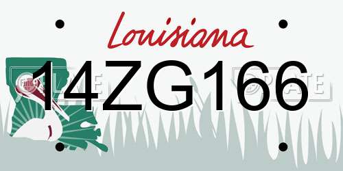 14ZG166 Louisiana License Plate