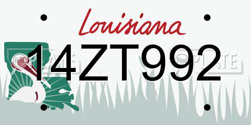 14ZT992 Louisiana License Plate