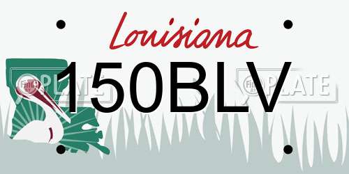 150BLV Louisiana License Plate