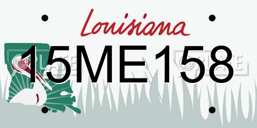 15ME158 Louisiana License Plate
