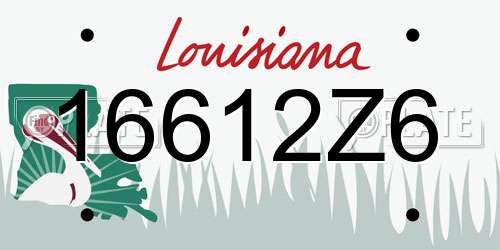 16612Z6 Louisiana License Plate