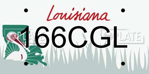 166CGL Louisiana License Plate