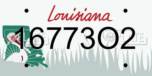 16773O2 Louisiana License Plate