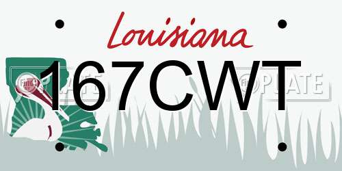 167CWT Louisiana License Plate
