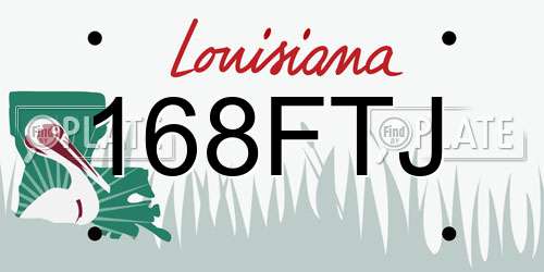 168FTJ Louisiana License Plate