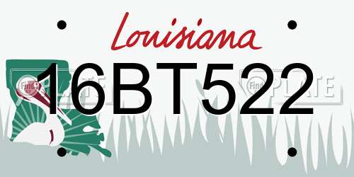 16BT522 Louisiana License Plate