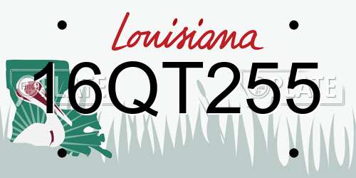 16QT255 Louisiana License Plate
