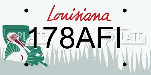 178AFI Louisiana License Plate