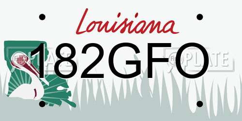 182GFO Louisiana License Plate