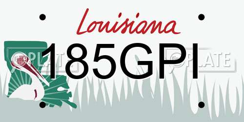 185GPI Louisiana License Plate