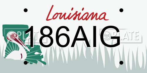 186AIG Louisiana License Plate