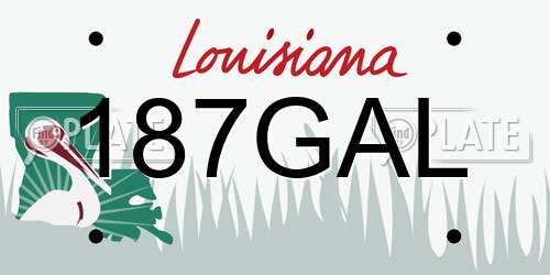 187GAL Louisiana License Plate