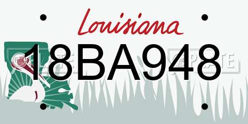 18BA948 Louisiana License Plate