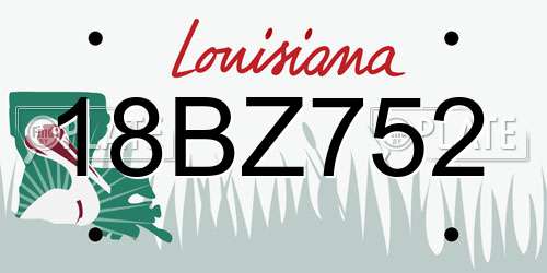 18BZ752 Louisiana License Plate