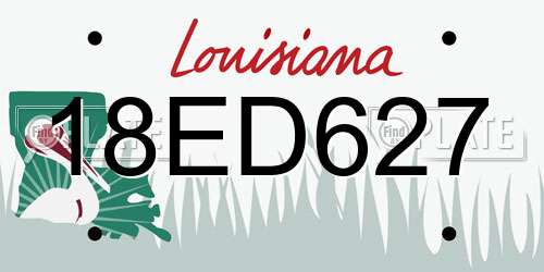 18ED627 Louisiana License Plate