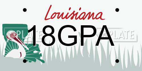 18GPA Louisiana License Plate