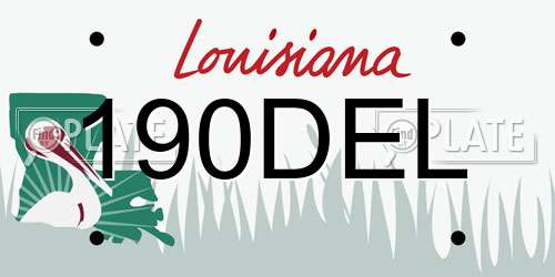 190DEL Louisiana License Plate