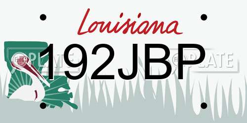192JBP Louisiana License Plate