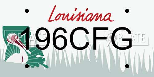 196CFG Louisiana License Plate