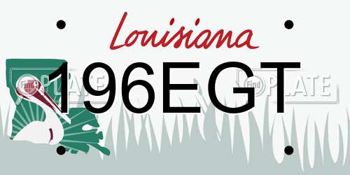 196EGT Louisiana License Plate