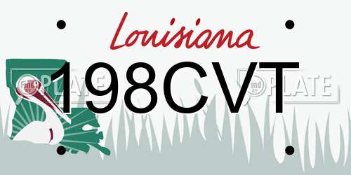 198CVT Louisiana License Plate